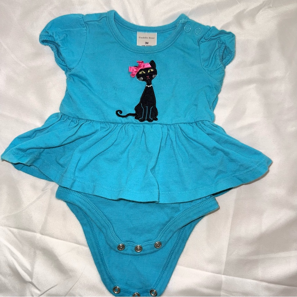 Adorable Blue Cat Bodysuit for Kids